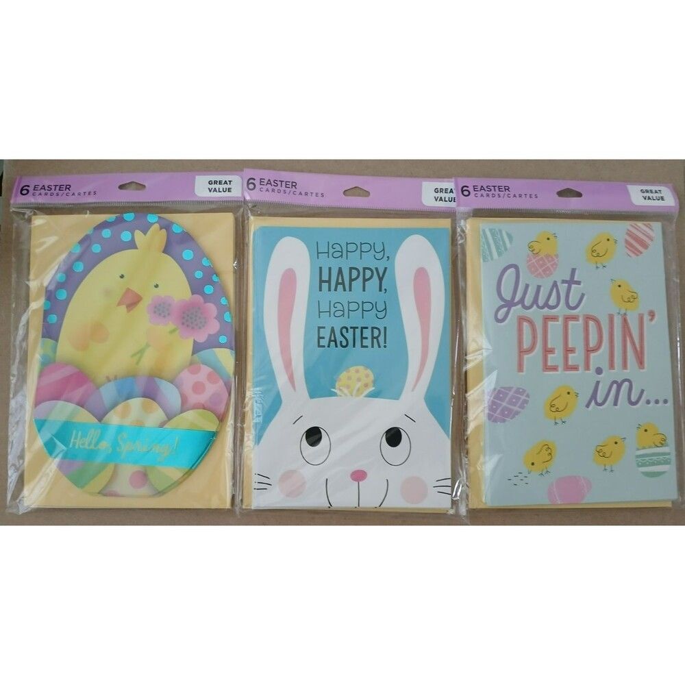 NWT Hallmark Easter Cards Lot 3 Packs - 18 Cards Total with Envelopes
